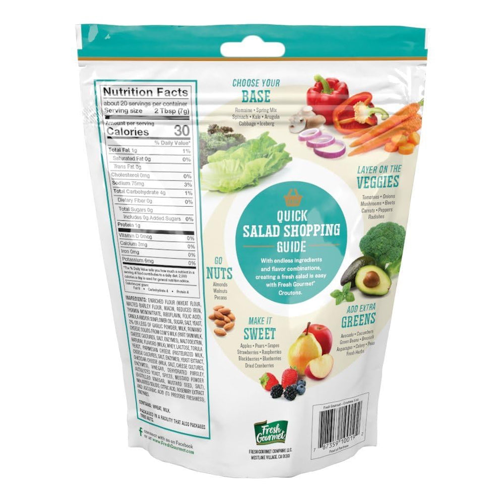 Fresh Gourmet croutons toasted to golden brown for crisp texture