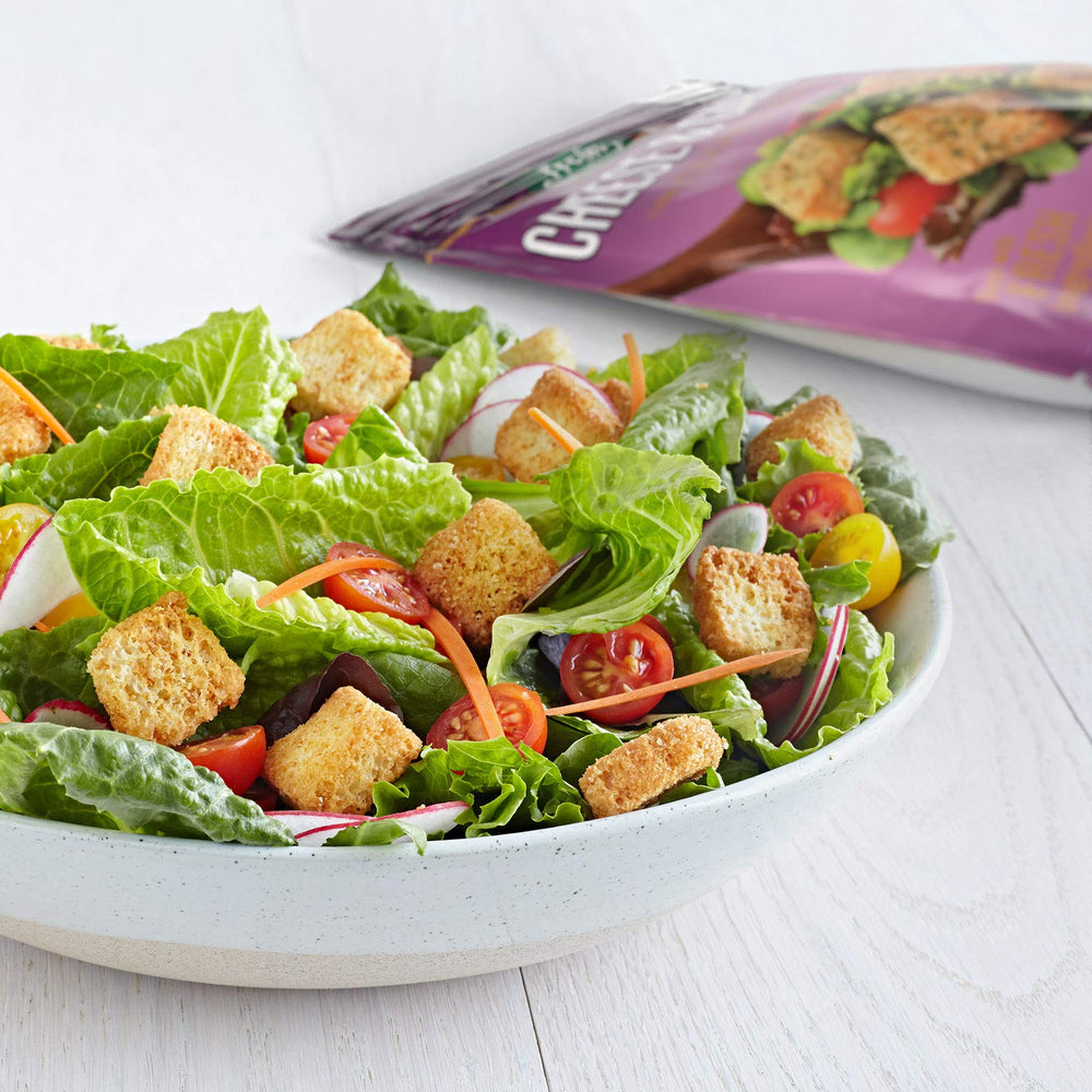 Fresh Gourmet croutons toasted to golden brown deliver premium bite.