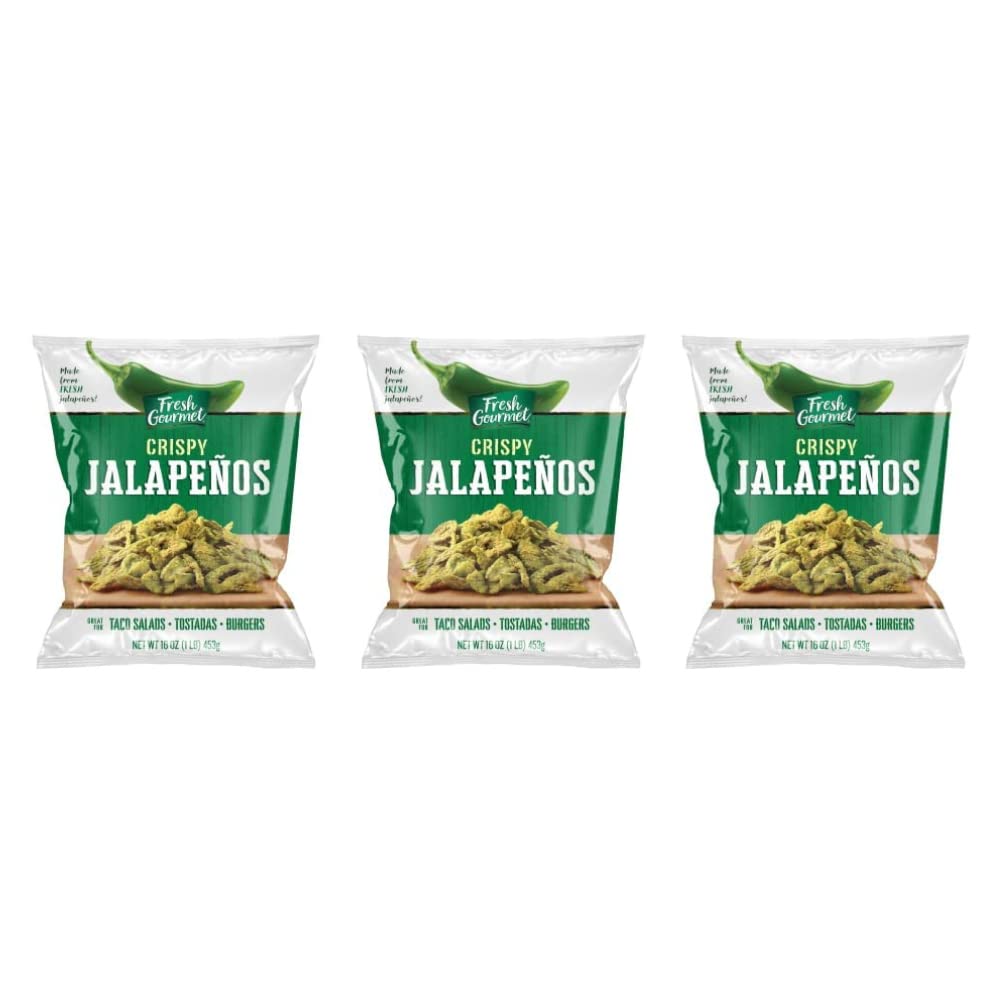 Fresh Gourmet Crispy Jalapeños bag close-up highlighting freshness and crunch