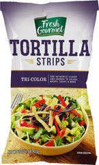 Fresh Gourmet Tri-Color Tortilla Strips 1lb pack add vibrant texture to salads
