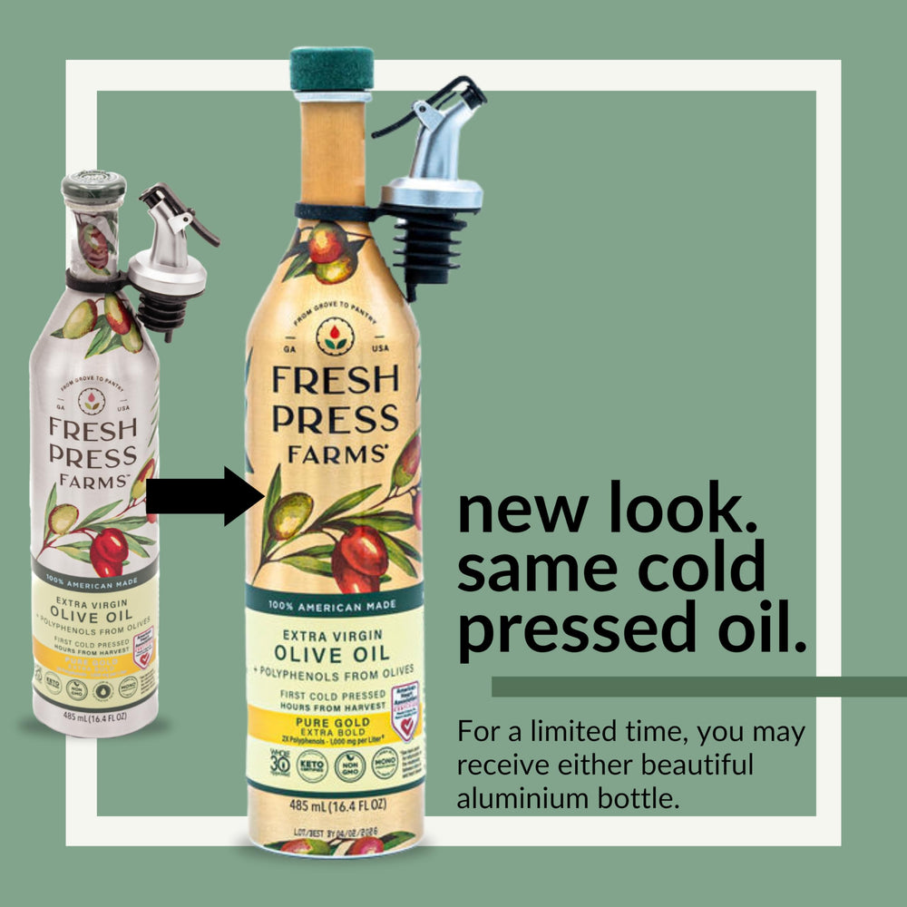 Oil bottle in kitchen setup showing versatility for dressings and cooking
