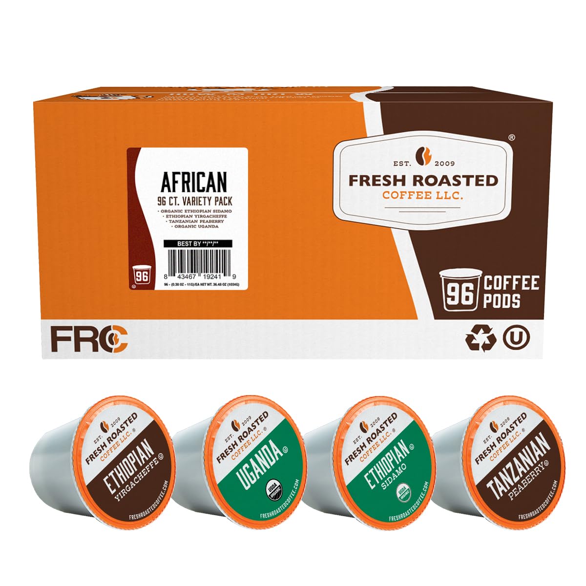 Fresh Roasted Coffee African Variety Pack pod closeup for quick mornings.