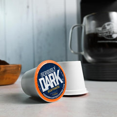 Fresh Roasted Coffee artisan-blend pod closeup with walnut and chocolate notes