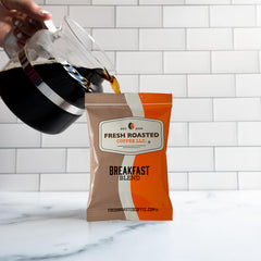 Fresh Roasted Coffee Breakfast Blend drip brewing setup in action