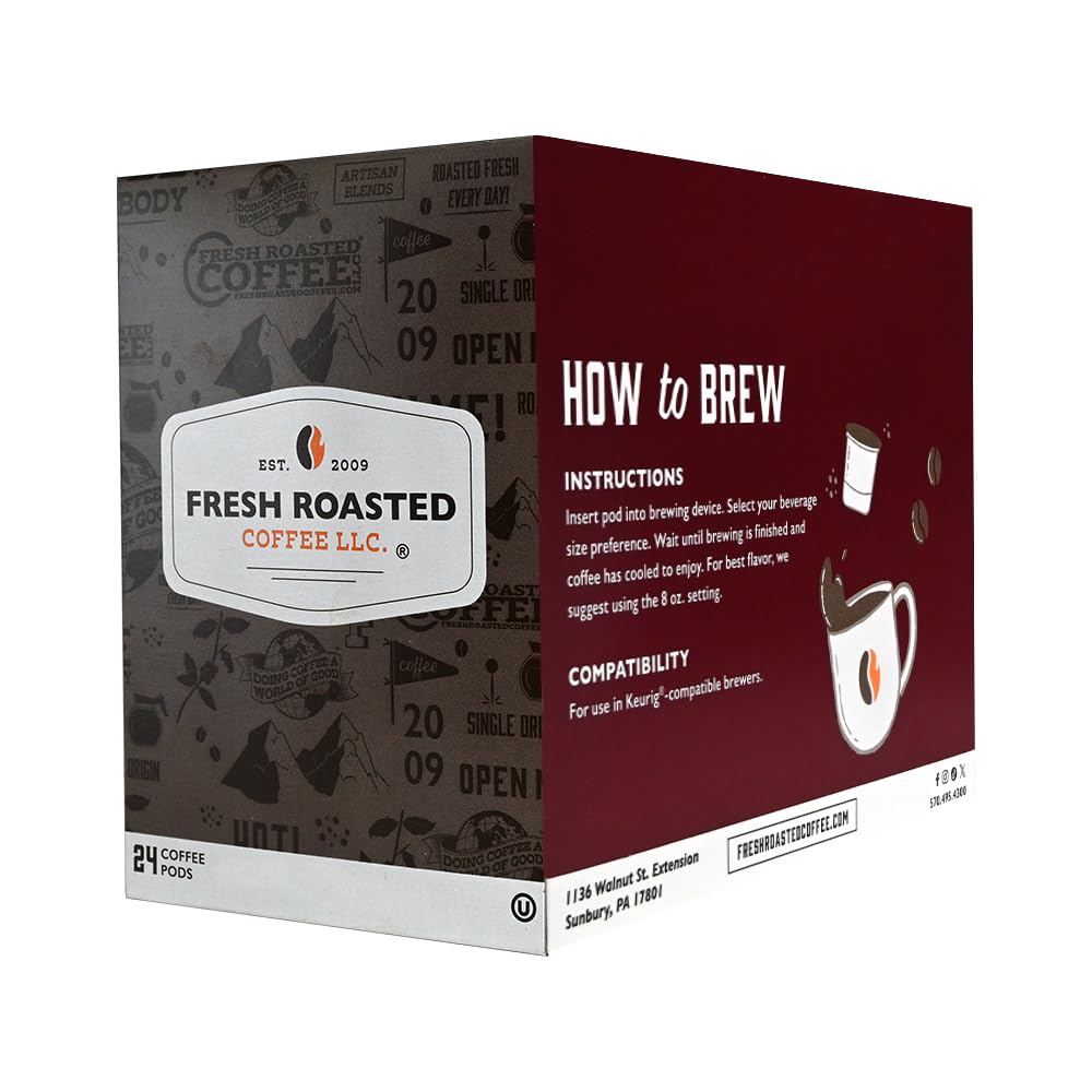 Fresh Roasted Coffee Creme Brulee pod dispensed shows smooth extraction and consistent flavor.