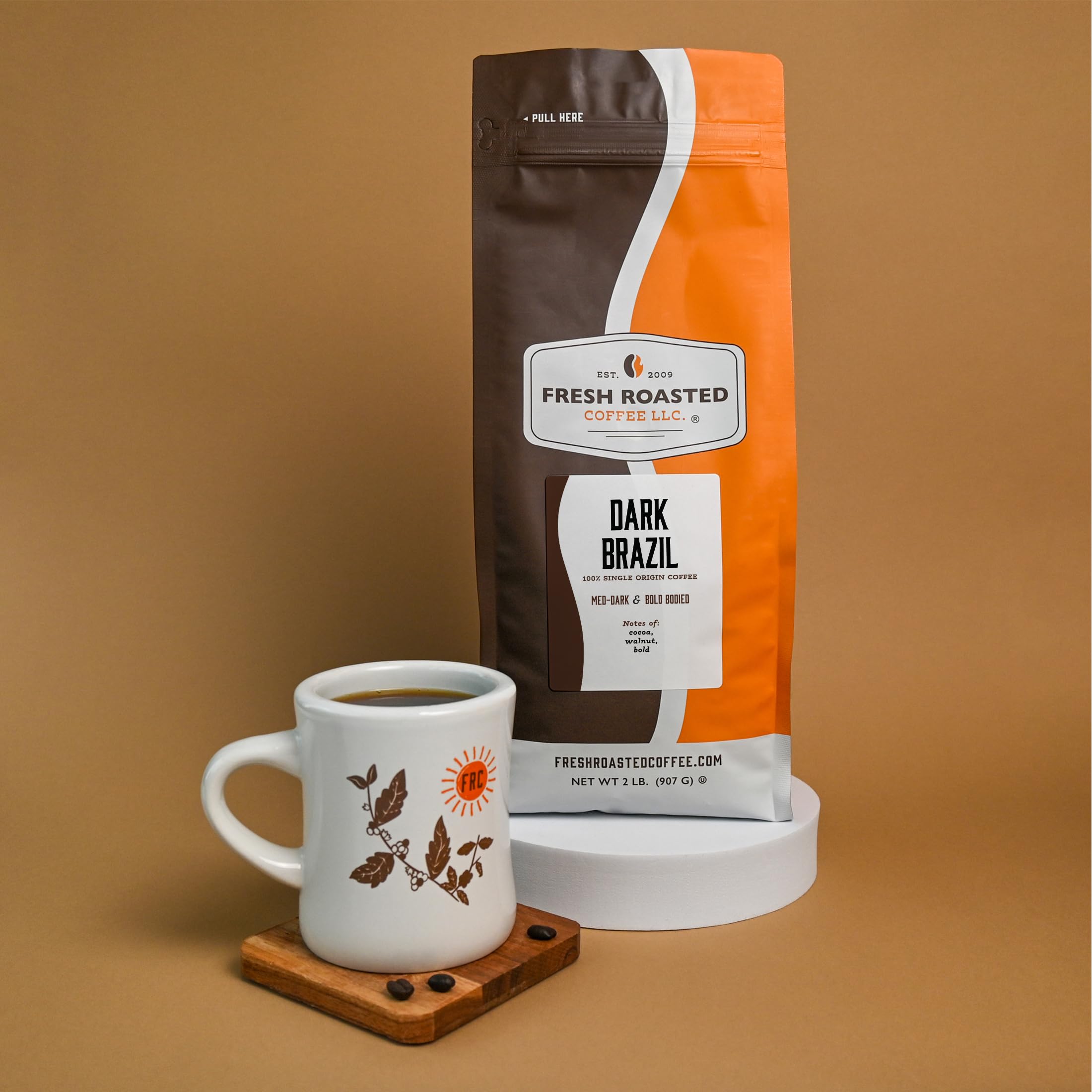 Fresh Roasted Coffee Dark Brazil espresso shot with bold profile