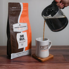 Fresh Roasted Coffee Dark Brazil ground coffee ready for drip or espresso