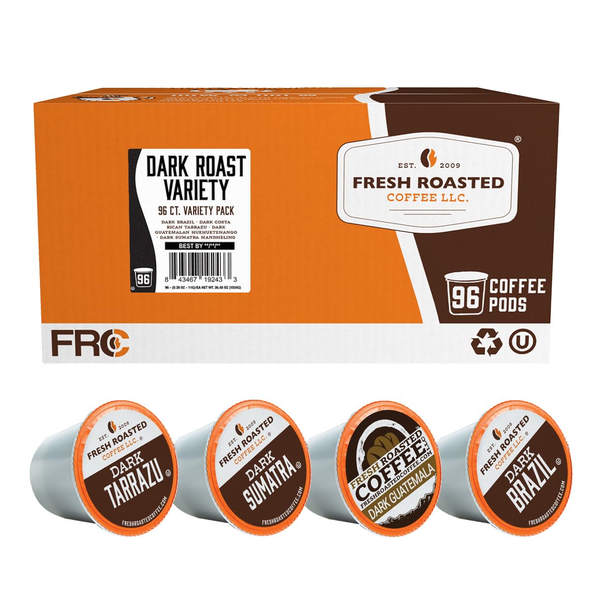 Fresh Roasted Coffee dark roast variety pack 96 pods for quick mornings