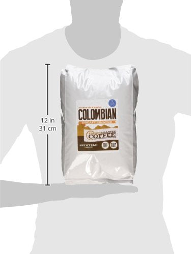 Fresh Roasted Coffee decaf Colombian roaster image emphasizes US-crafted roasting.