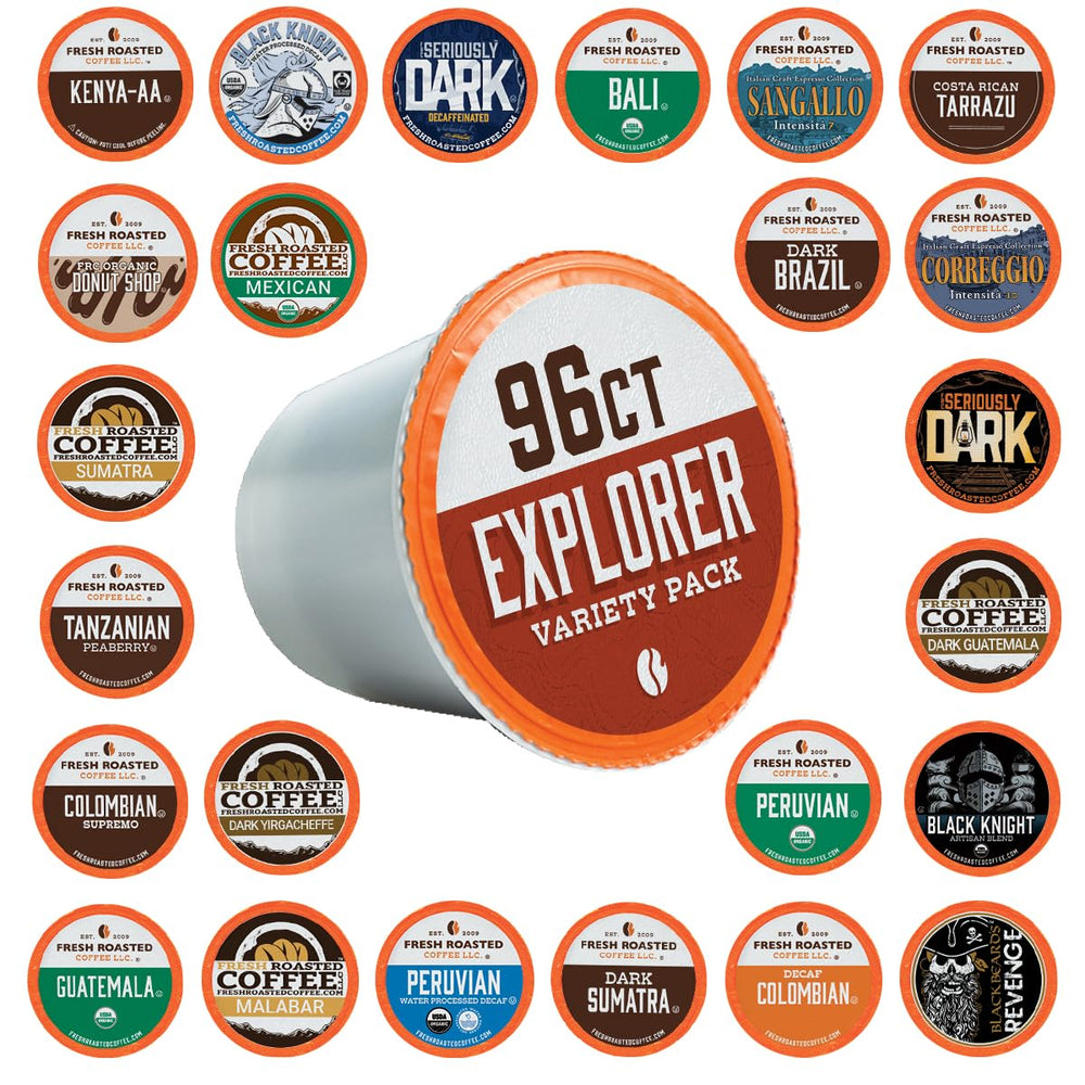 Fresh Roasted Coffee Explorer 96 pods collection highlights diverse roasts and blends
