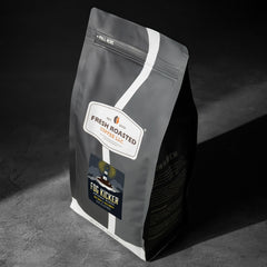 Fresh Roasted Coffee Fog Kicker label highlights Kosher certification and USA production.