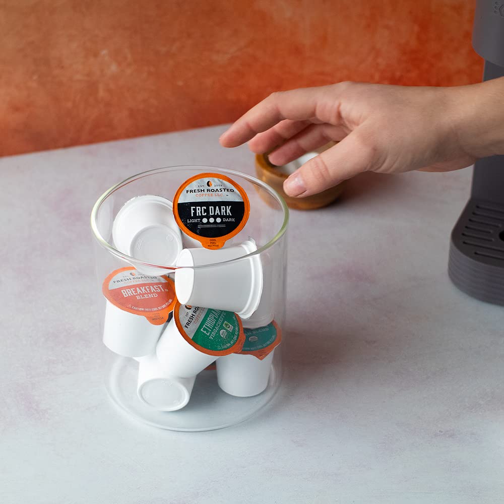 Fresh Roasted Coffee FRC Dark Roast pod with BPA-free cup highlights safe packaging
