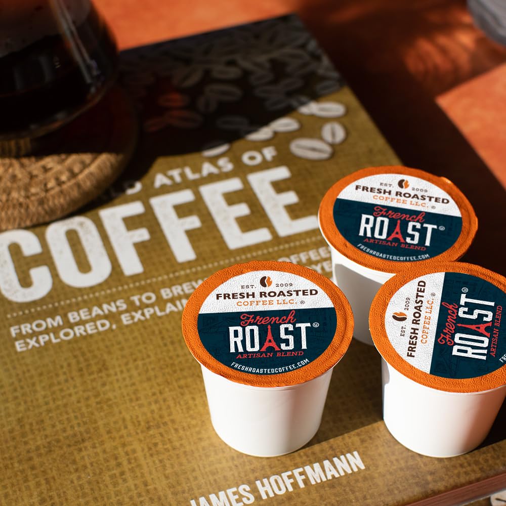 Fresh Roasted Coffee French Roast 96 pods nitrogen flush preserves exceptional freshness and flavor