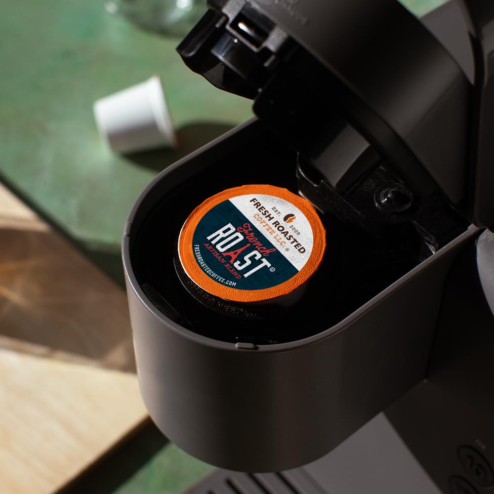 Fresh Roasted Coffee French Roast 96 pods packaging emphasizes sustainability and responsible sourcing