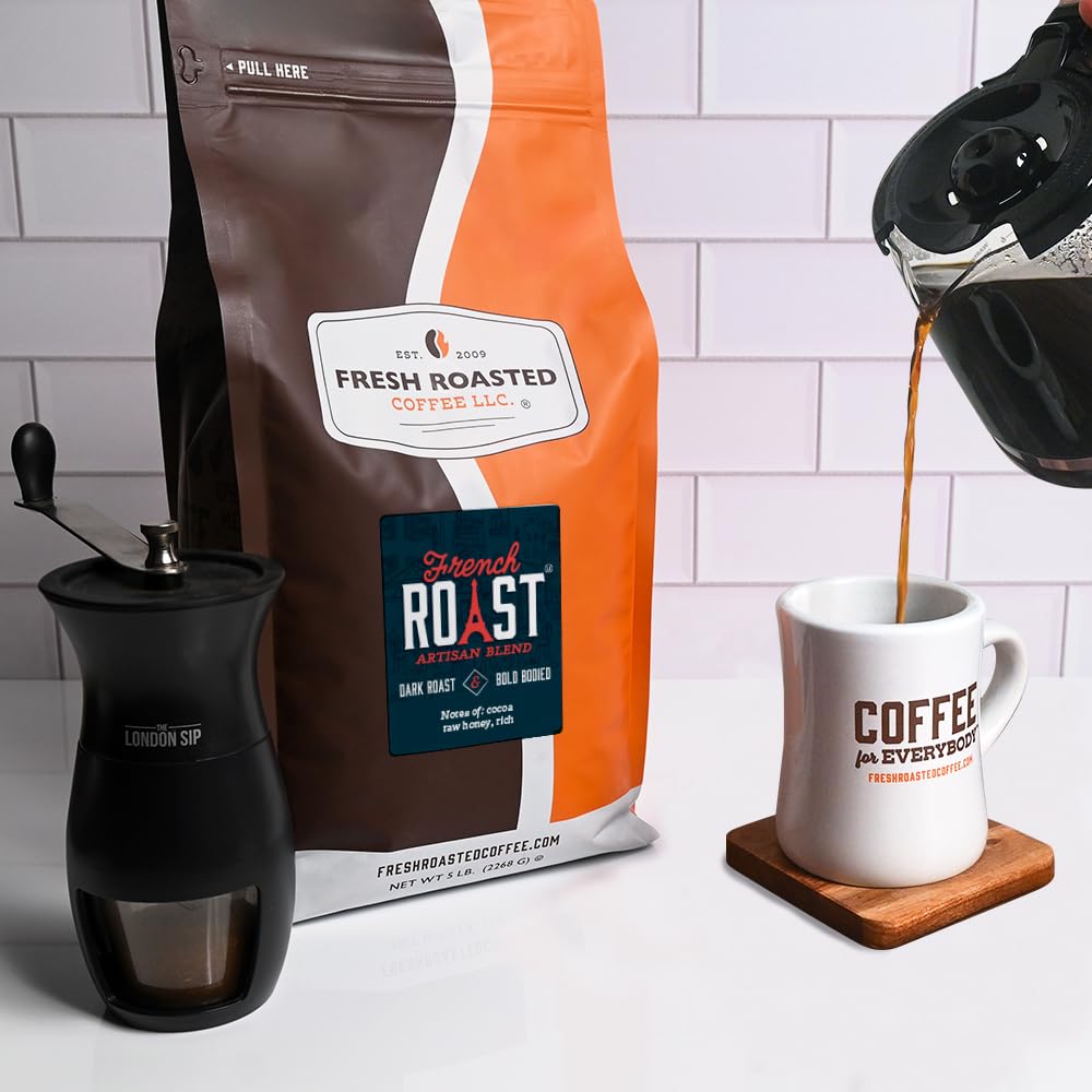 Fresh Roasted Coffee French Roast OU Kosher certification visible on the label.