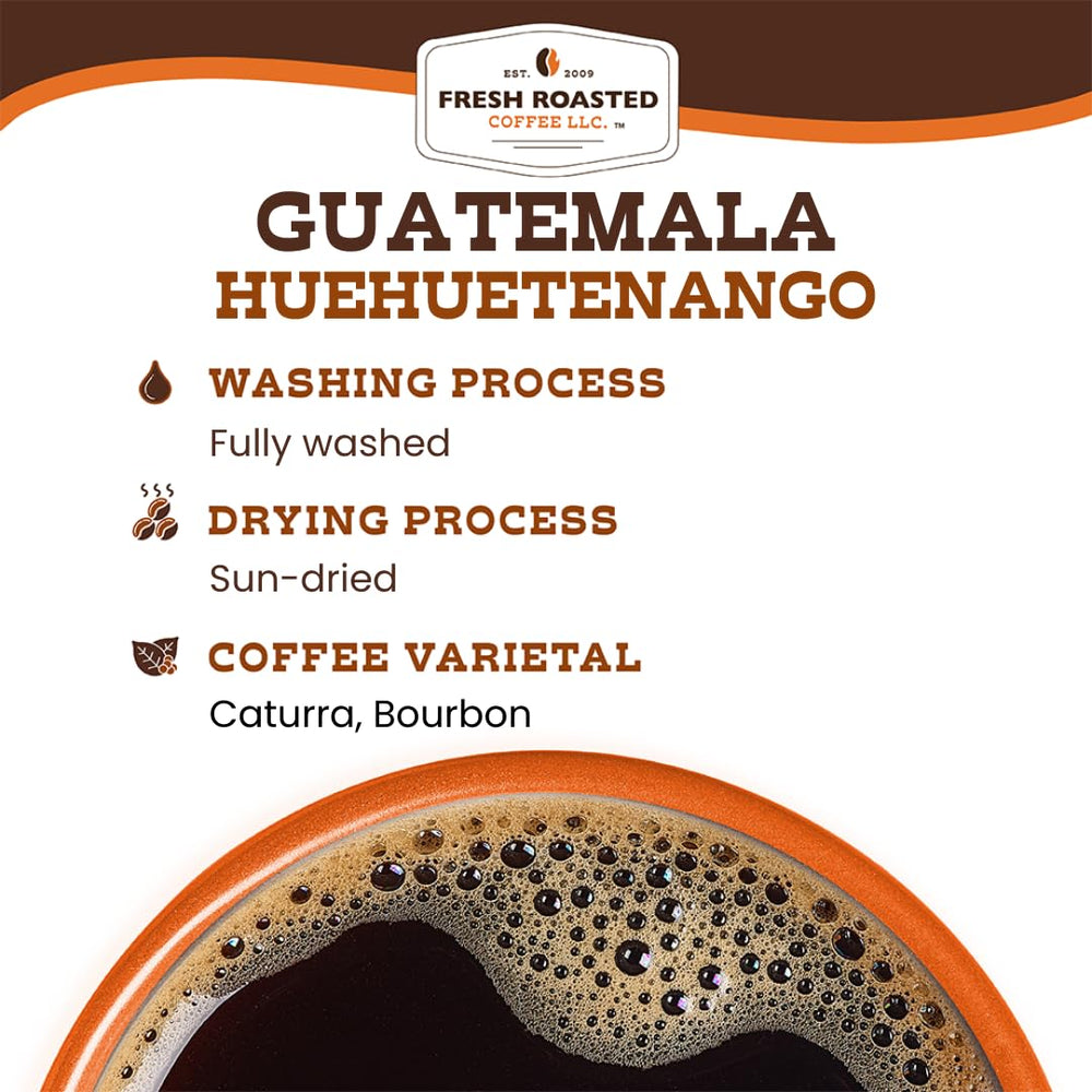 Fresh Roasted Coffee Guatemala Huehuetenango origin map highlights high-altitude growth