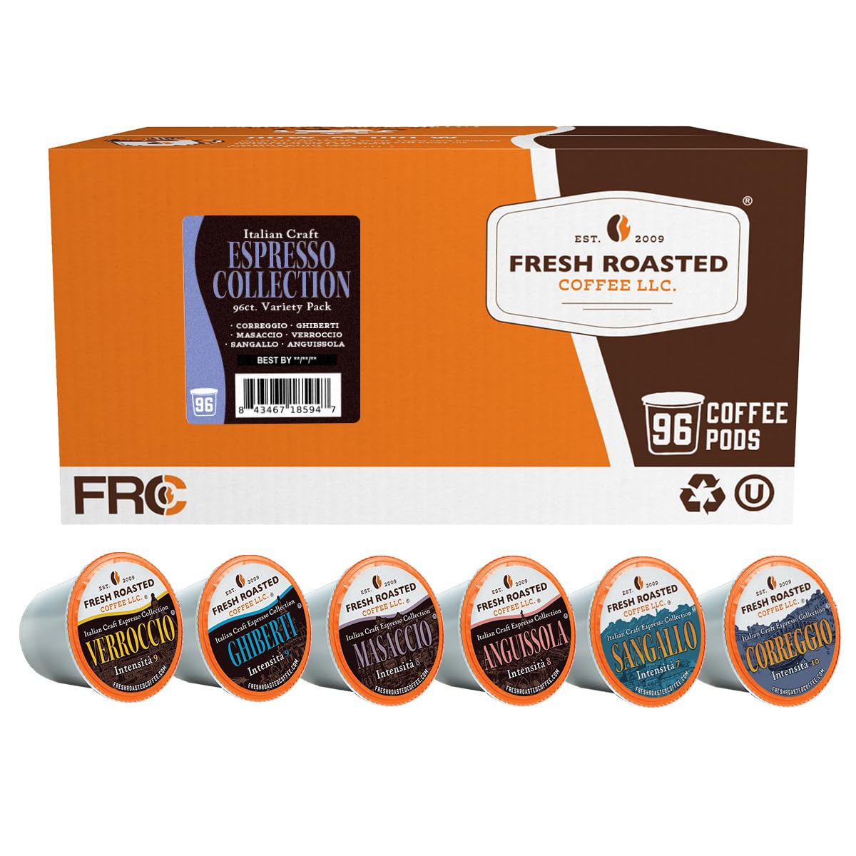 Fresh Roasted Coffee Correggio pod displays bold blackberry notes for a rich morning cup.