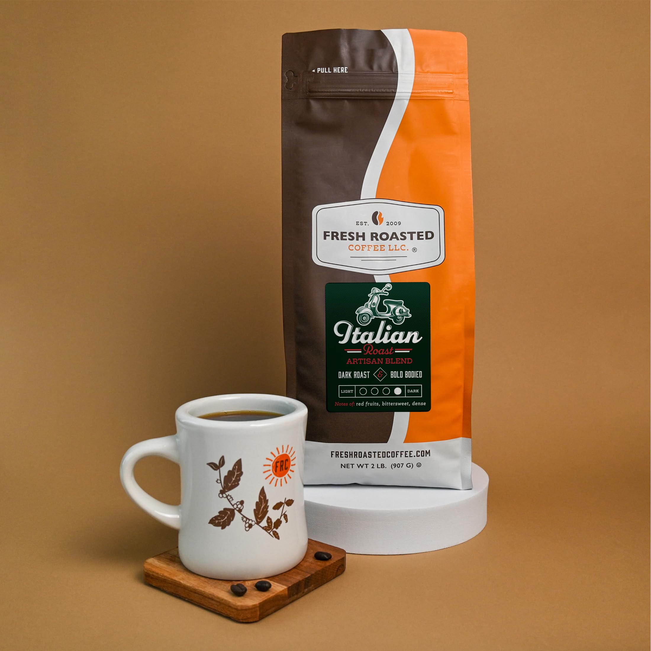 Fresh Roasted Coffee Italian Roast OU Kosher certification label signals quality