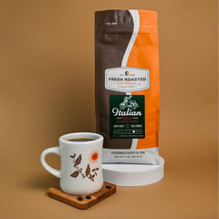 Fresh Roasted Coffee Italian Roast OU Kosher certification label signals quality