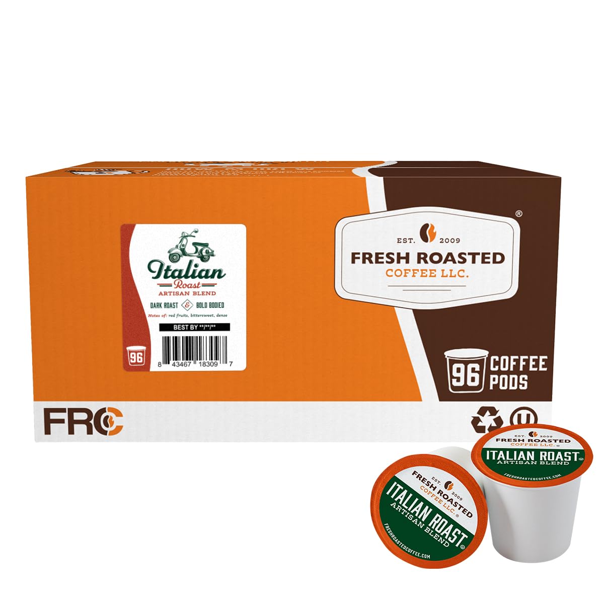 Fresh Roasted Coffee Italian Roast pods for K-Cup brewers deliver bold flavor.