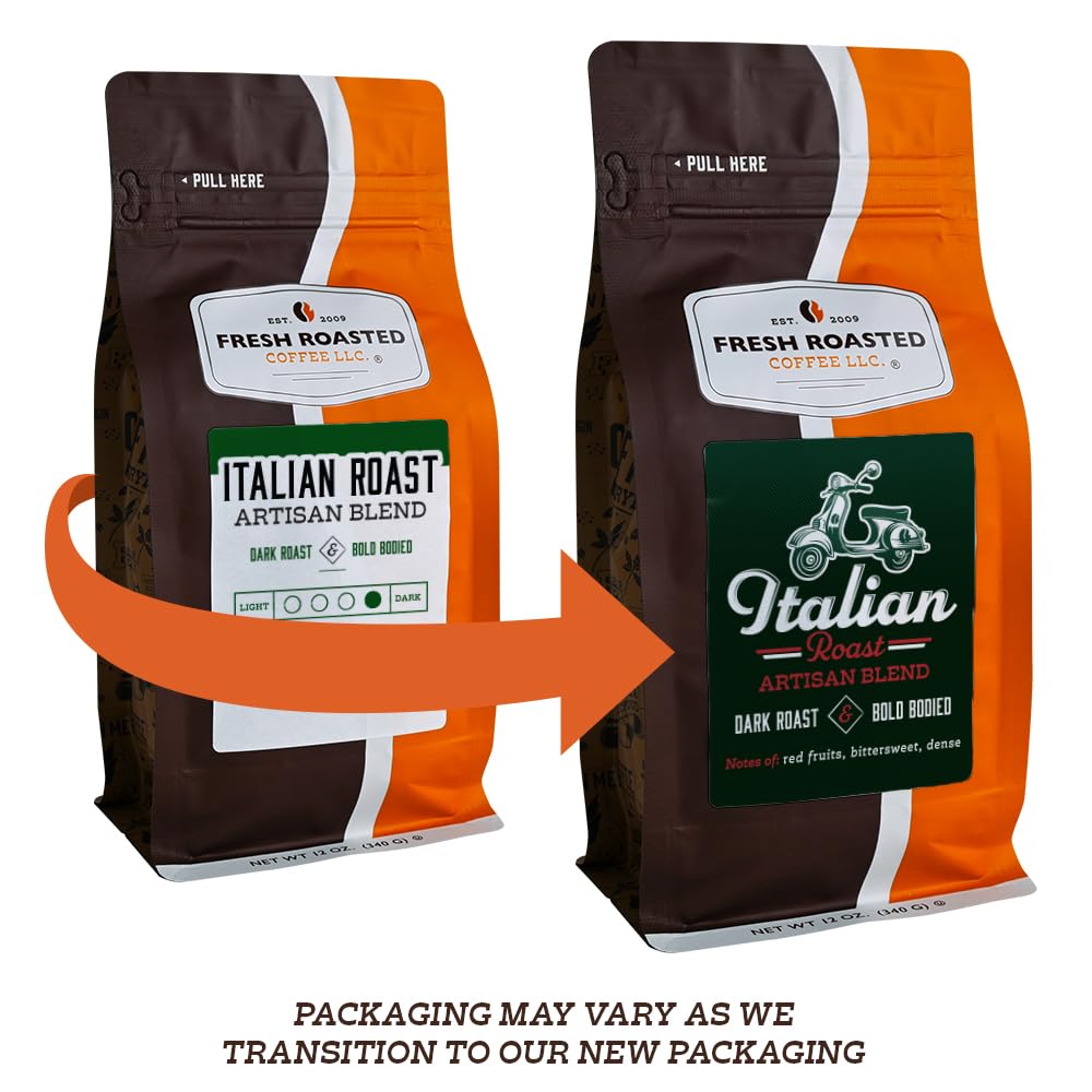 Fresh Roasted Coffee Italian Roast whole beans closeup rich aroma ready to grind