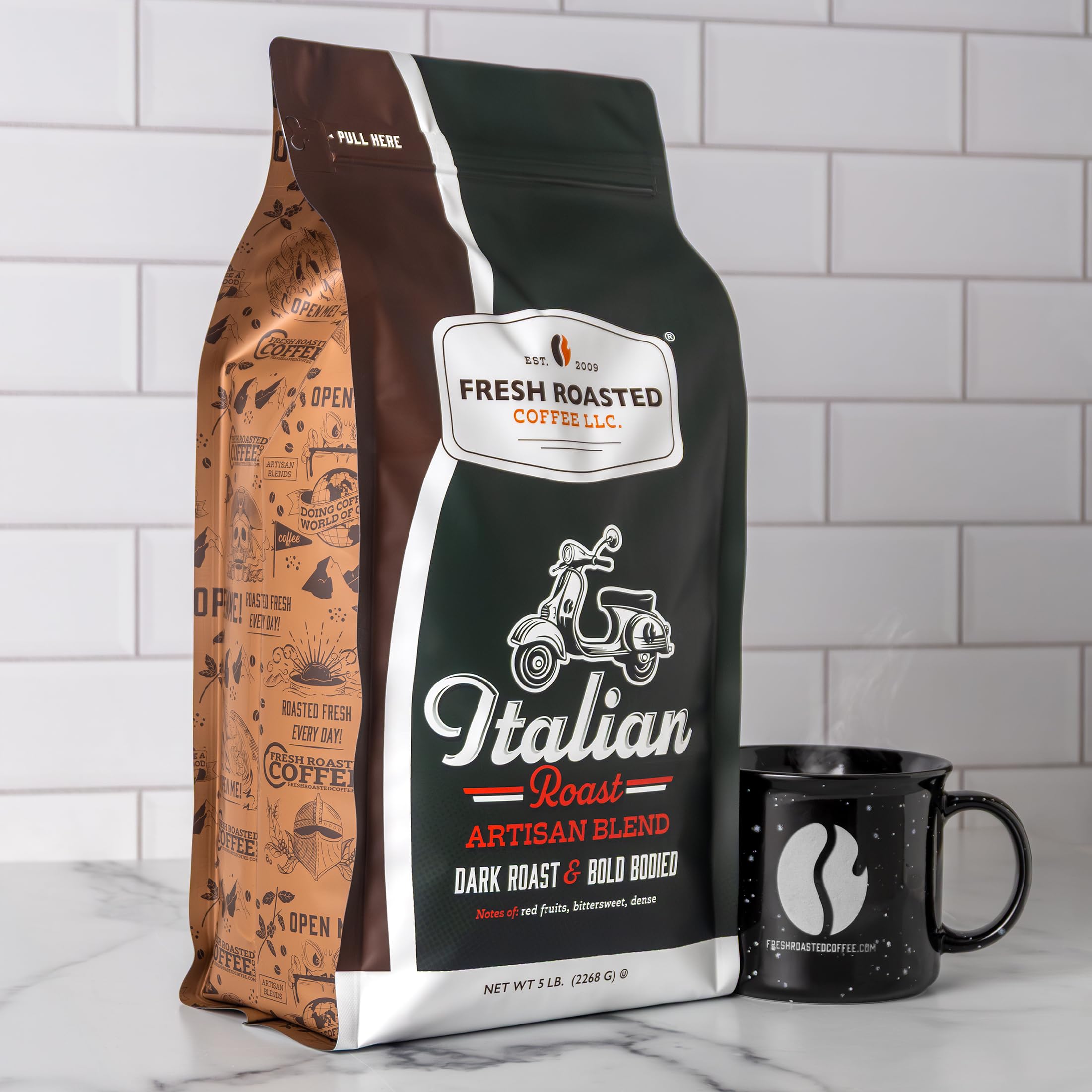 Fresh Roasted Coffee Italian Roast 5 lb bag of dark, espresso-friendly beans