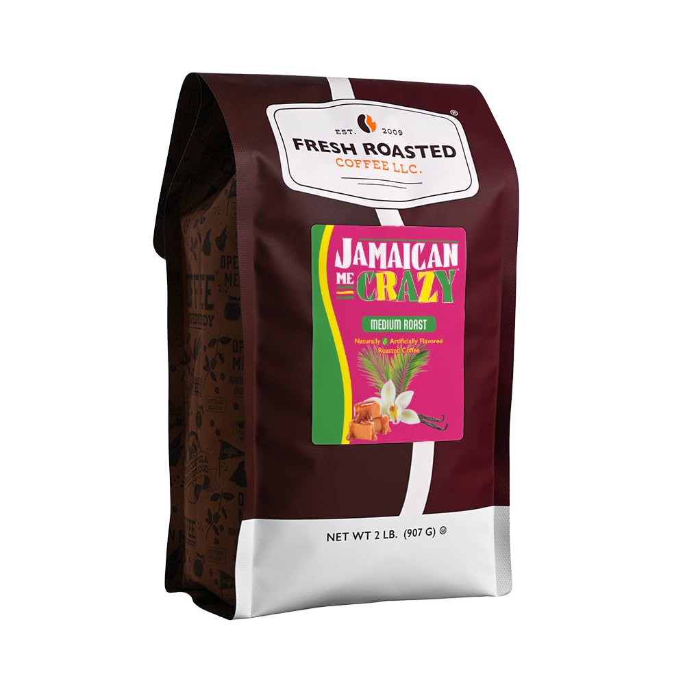 Fresh Roasted Coffee Jamaican Me Crazy 2lb bag preserves freshness for daily use