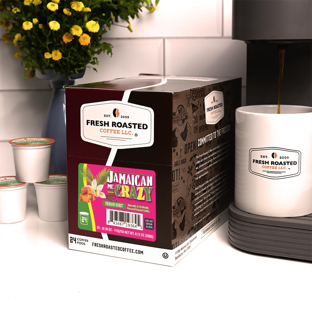 Fresh Roasted Coffee Jamaican Me Crazy pod recyclable capsule symbol.