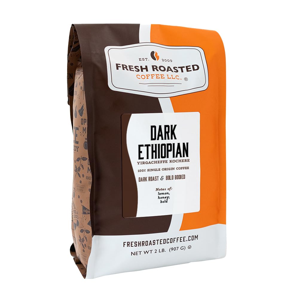 Fresh Roasted Coffee Kochere Ethiopian dark roast 2lb bag for bold mornings.