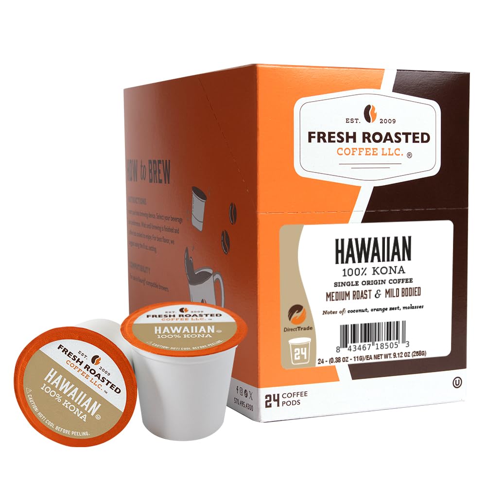 Fresh Roasted Coffee Kona bag front, Direct Trade Kona ready for authentic island flavor.
