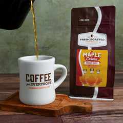 Fresh Roasted Coffee Maple Crème bundle on shelf hints at gift-worthy coffee experience