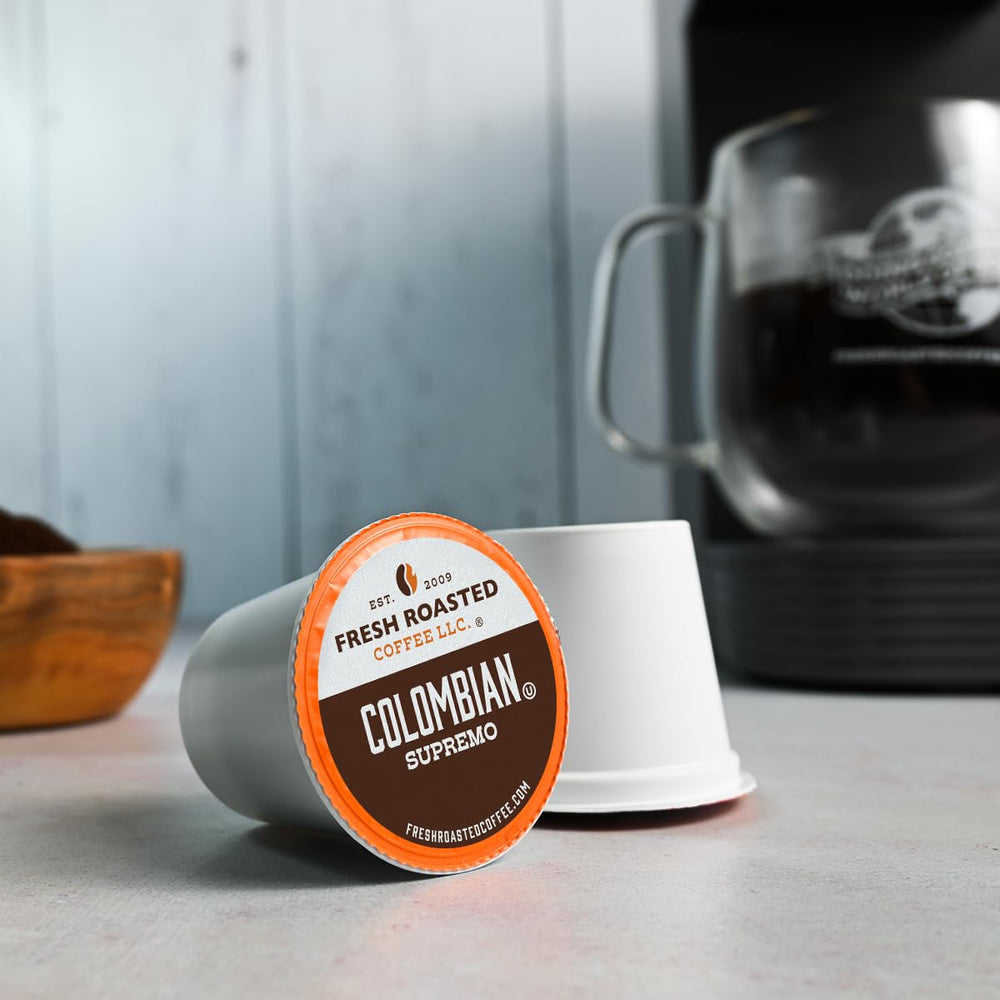 Fresh Roasted Coffee medium roast pods compatible with Keurig brewers