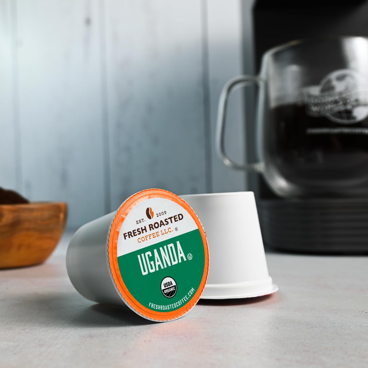 Fresh Roasted Coffee nitrogen-flushed bag keeps flavor fresh longer.
