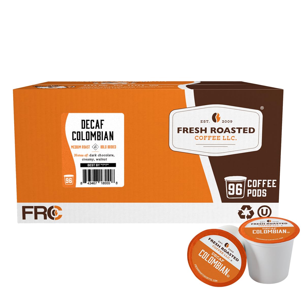 Fresh Roasted Coffee one hundred percent Colombian Decaf pack shows bold aroma and smooth body.