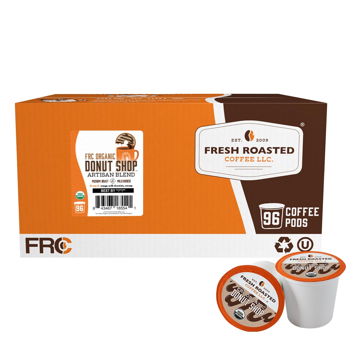 Fresh Roasted Coffee organic donut shop pods for convenient single-serve brewing