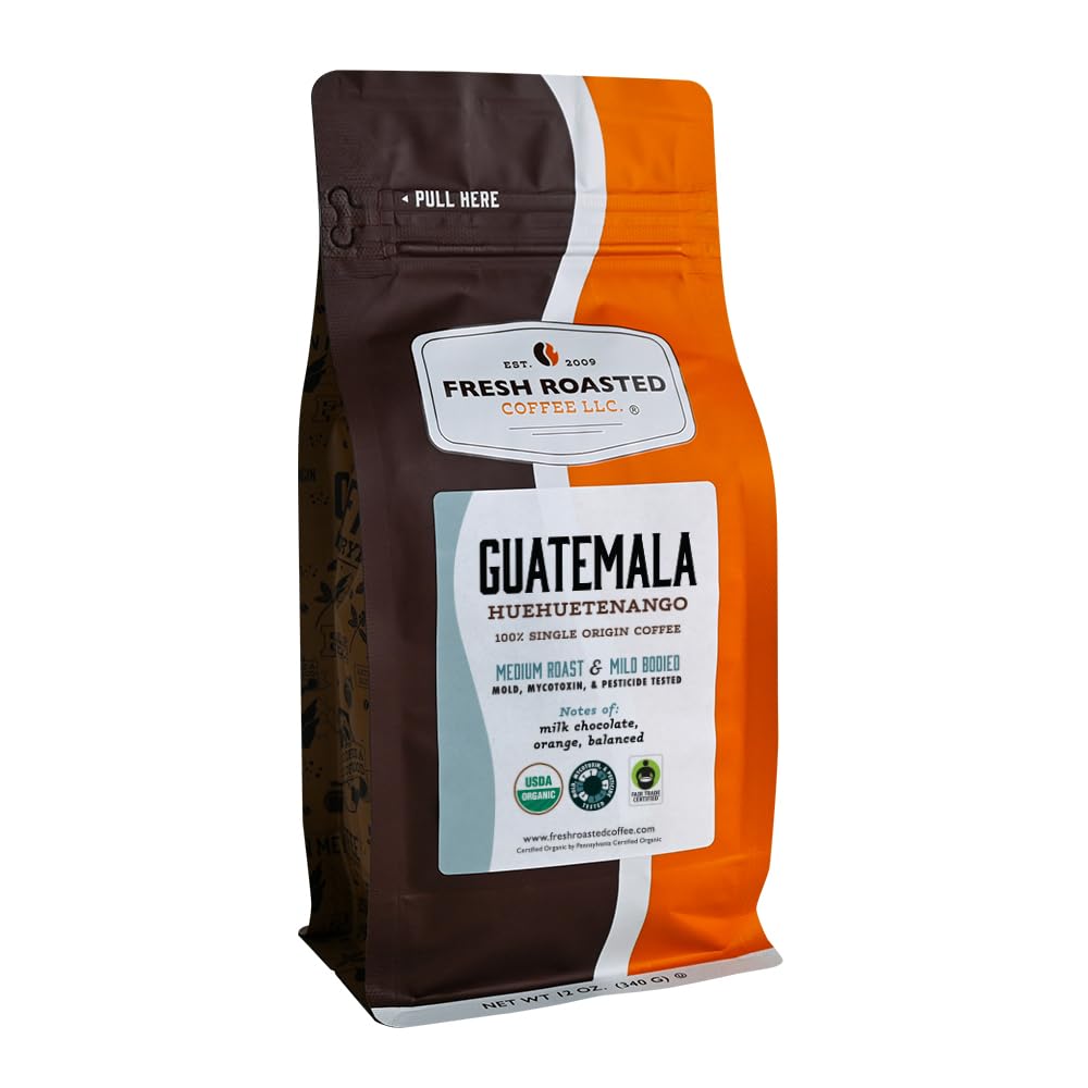 Fresh Roasted Coffee Organic Guatemala bag front for single origin flavor at home