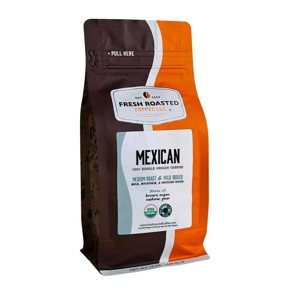 Fresh Roasted Coffee organic Mexican bag with single-origin beans for clean flavor.