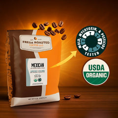 Fresh Roasted Coffee Organic Mexican coffee grinder ready setup for precise grind control.