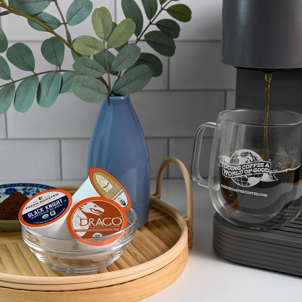 Fresh Roasted Coffee White Knight Capsule for smooth aroma and cup.