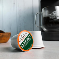 Fresh Roasted Coffee Packaging sustainability shot highlighting eco-friendly packaging