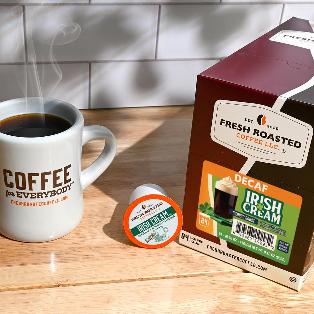 Fresh Roasted Coffee recyclable cup and foil lid reinforce sustainable pod packaging.