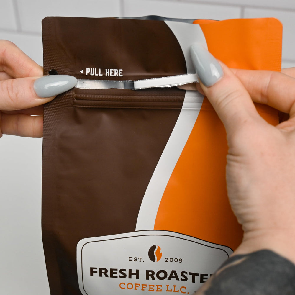 Fresh Roasted Coffee Tarrazu beans on counter for everyday brewing