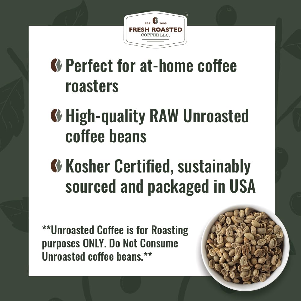 Fresh Roasted Coffee roasting prep with unroasted beans ready to roast