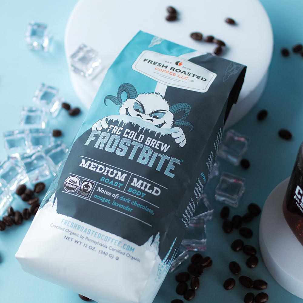Fresh Roasted Coffee USDA Organic and Kosher labels signify quality and ethical sourcing.