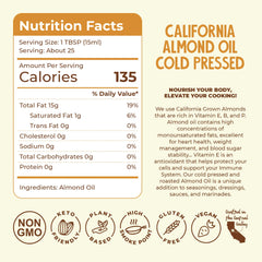 Fresh Vintage Farms almond oil on salad for nutty flavor.