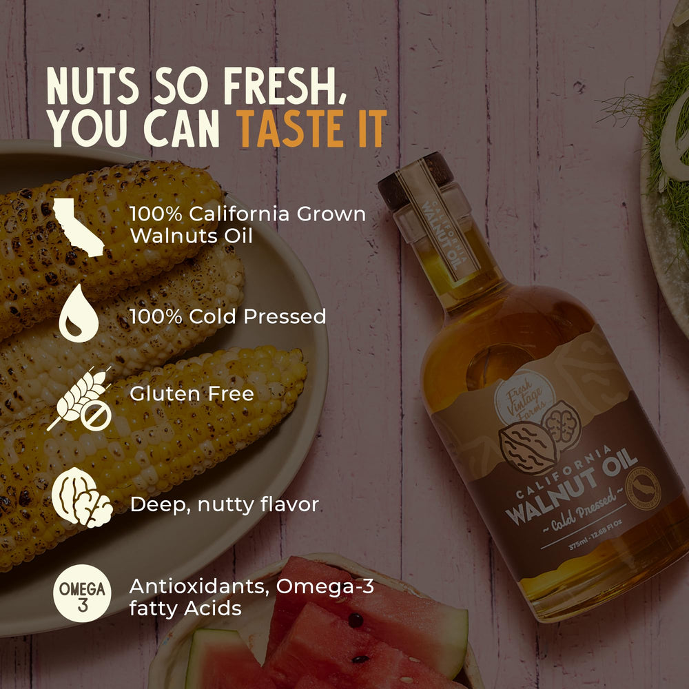 Fresh Vintage Farms Walnut Oil for dipping, pairs with breads and produce.