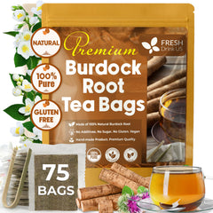 FreshDrinkUS burdock tea bags packaging in eco-friendly box for easy gifting.