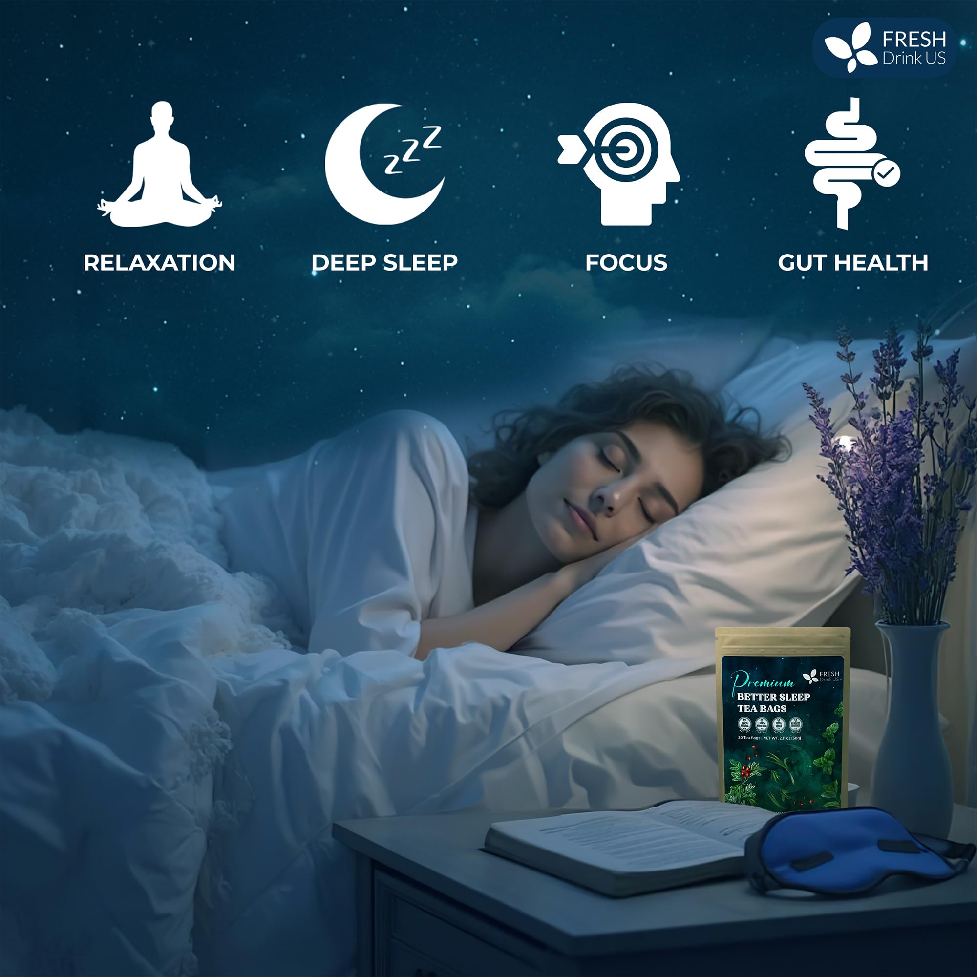 FreshDrinkUS Caffeine-free formula for flexible day or night enjoyment.