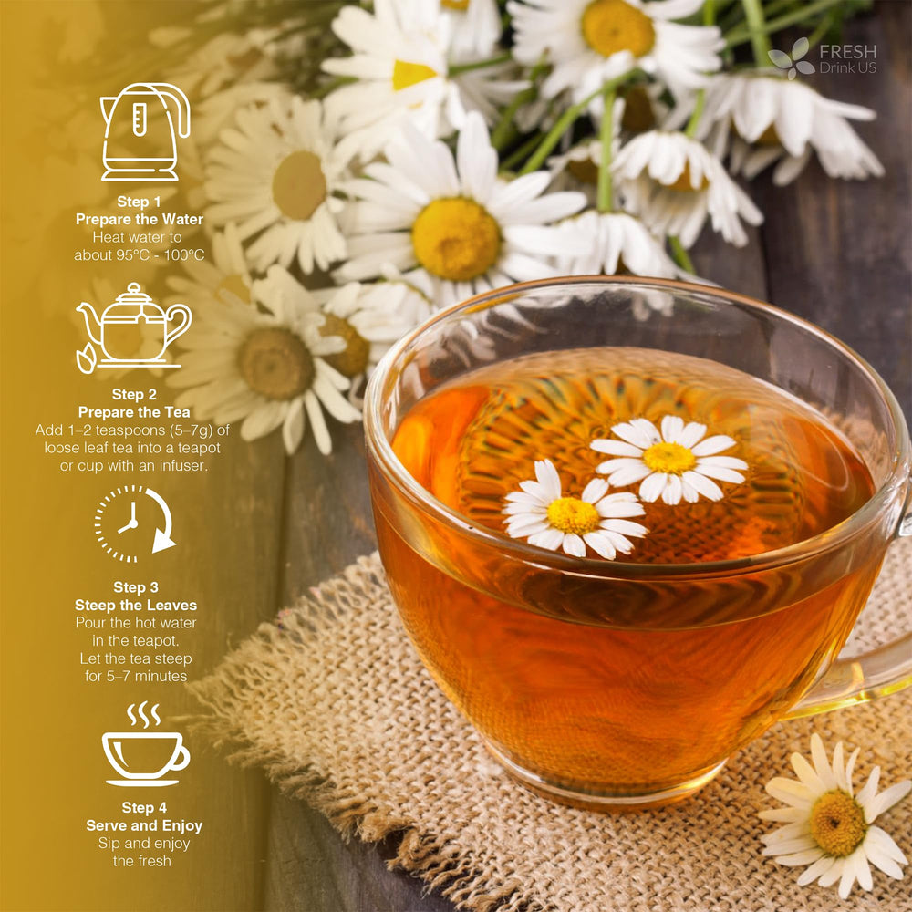 FreshDrinkUS chamomile mint tea sustainable sourcing concept image emphasizes responsible farming.