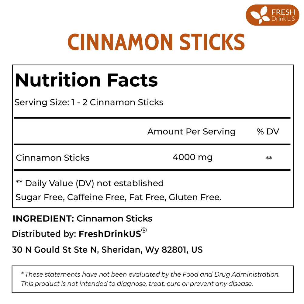 FreshDrinkUS cinnamon sticks sun-dried for natural flavor and rich scent in warm drinks.